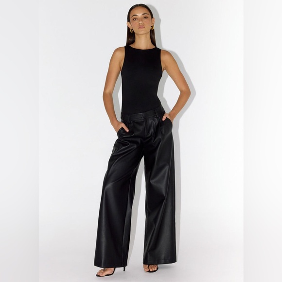 Peppermayo Pants - NWOT - Peppermayo Faux Leather Wide Leg Pants in Black - Size 2
